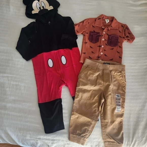 Baby Boy Bundle of 1 bodysuit, 1 Button-Up Shirt, and Khaki Pants size 18-24 mon
