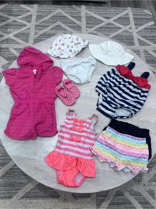 Baby girls 6-12 months summer swim shorts romper water shoes bathing suits