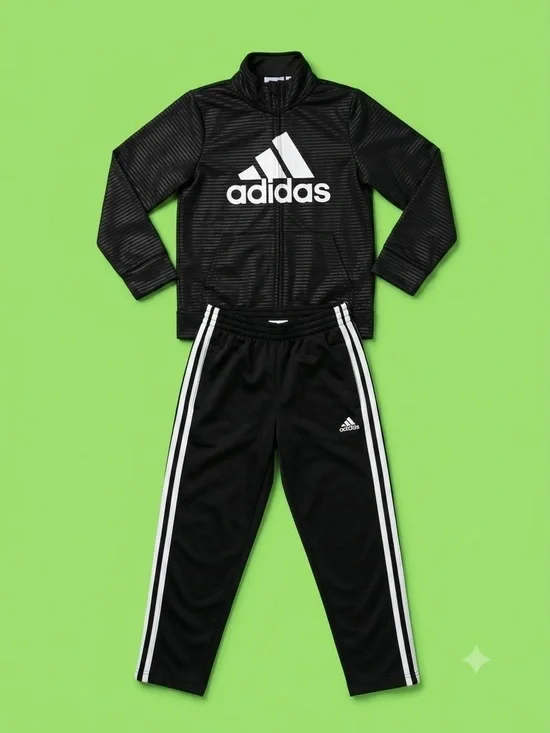 adidas Black & White Logo Track Jacket and Pants Set