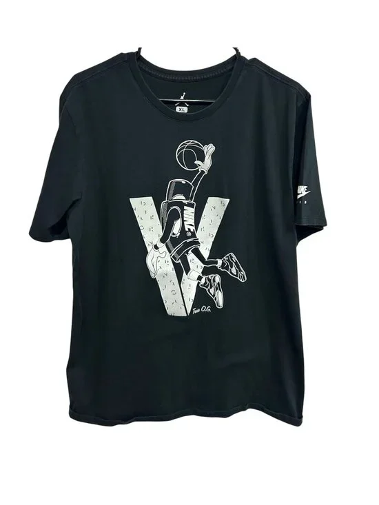 Air Jordan XL Mens Black Graphic T-shirt Basketball Player Print Sports Retro