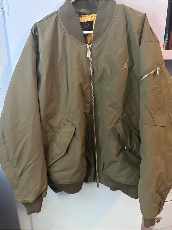 Jordan Olive Green Bomber Jacket with Subtle Jumpman