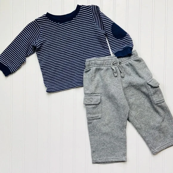 Knit top/fleece pant set