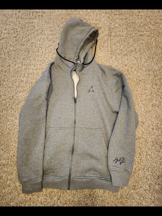 Michael Jordan Men’s Light Gray Full-Zip Hoodie Sweatshirt