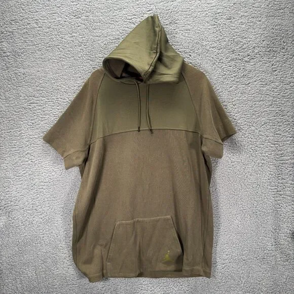 Jordan Hoodie Mens XLT Green Short Sleeve Pullover Jumpman Kangaroo Pocket