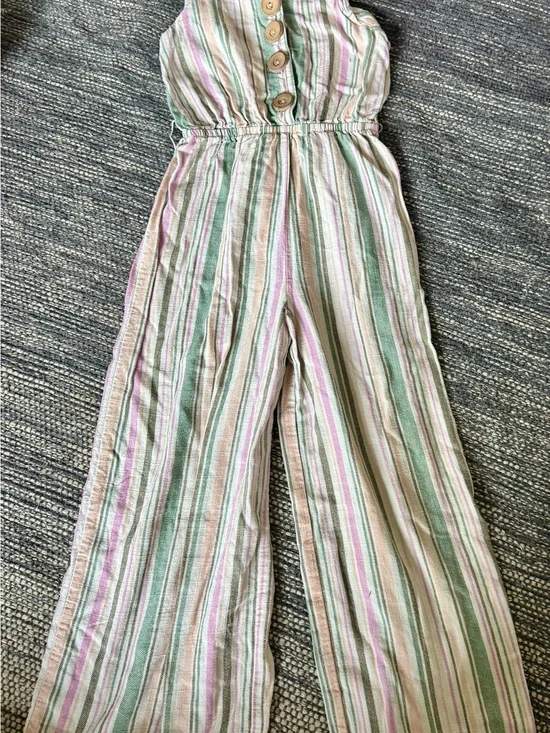 art class Multi-Color Striped Jumpsuit - Green, Pink, Cream