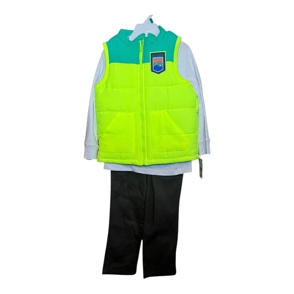 Toughskins Kids 5 6 Snowboard Bear Mountain Mayhem Vest Long‎ Sleeve Shirt Set