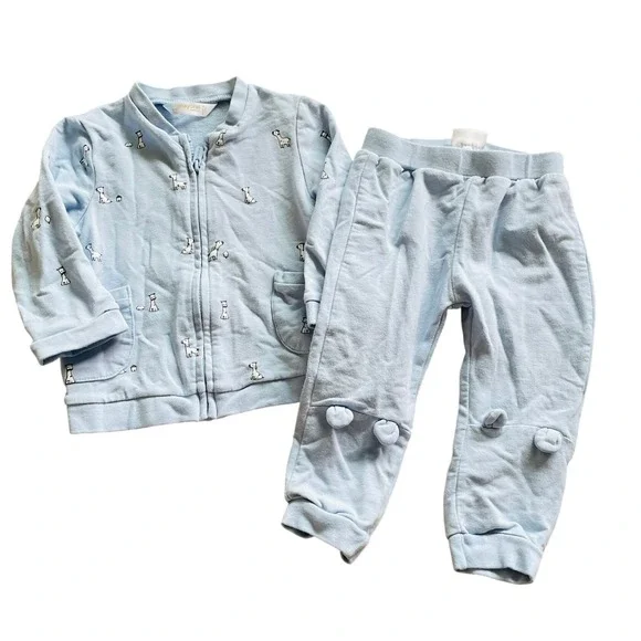 Mayoral Tracksuit Light Blue Giraffe Print Zip Hoodie Joggers Kids 6-9M Animal