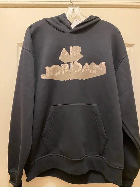 Jordan Men's Dark Gray Crewneck Hoodie with Light Gray Logo