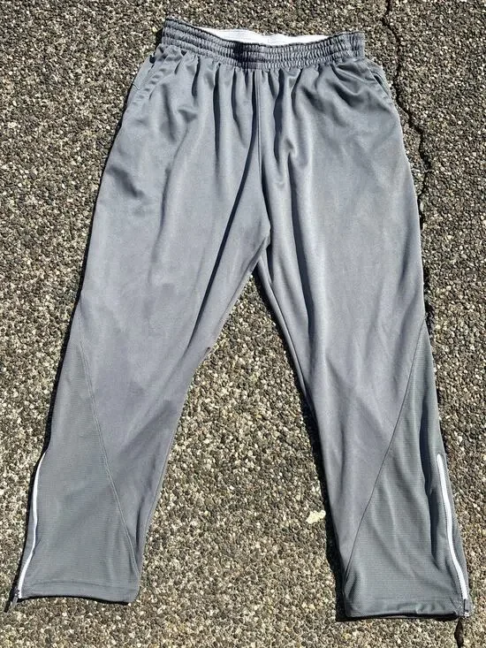 Vtg Y2K Nike Air Jordan Dri-Fit athletic pant zipper ankle 2XL grey white stripe