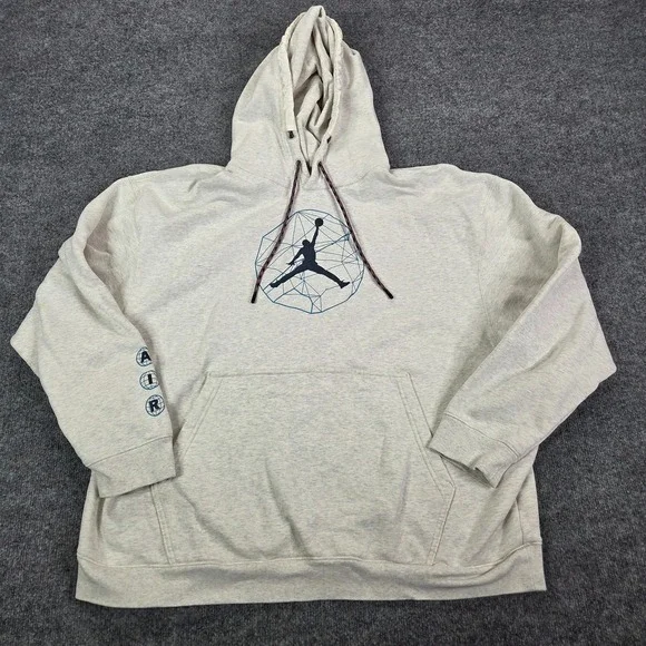 Nike Air Jordan Sweater Training Hoodie Gray Hooded Mens Sweatshirt 3xl