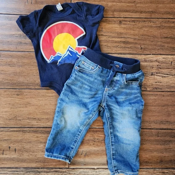 12‎ month Colorado Onesie and Gap Jeans