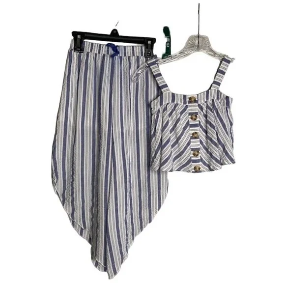 Truly Me by Sara Sara Blue & White Pants‎ & Top Sz 7 Girls