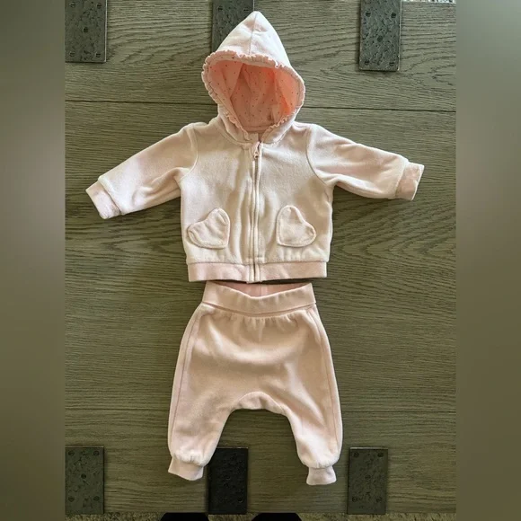 H&M Light Pink Hooded Baby Matching Set