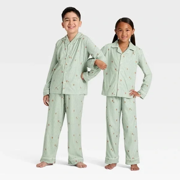Toddler nwt Gingerbread Striped Long Sleeve Shirt and Pants Pajama Set  12M