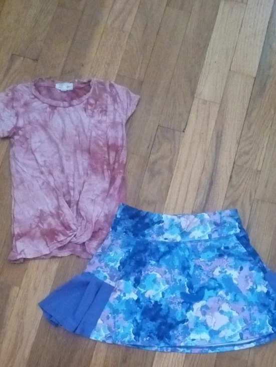 girl 5 drifit skort and short sleeve top