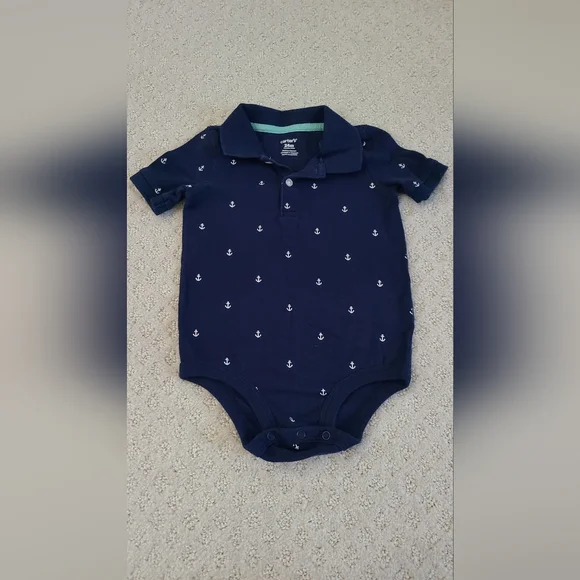 Carter's Blue nautical Anchor Print baby boy Onesie Size‎ 24 months