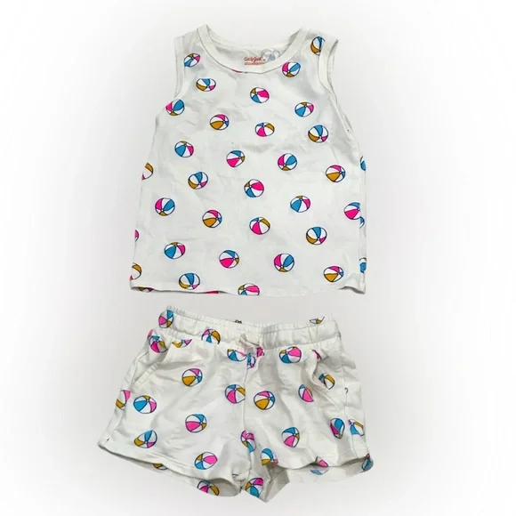 Cat & Jack Kids Tank Top and Shorts Set Beach Ball Print Size 4T
