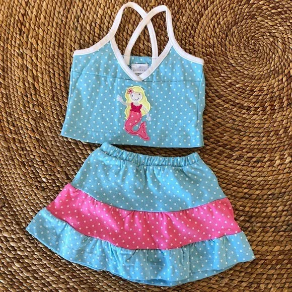 NWT 6 Month Mermaid 2 Pc Set Baby Girls Babies Infant Infants Mermaids Skirt Top