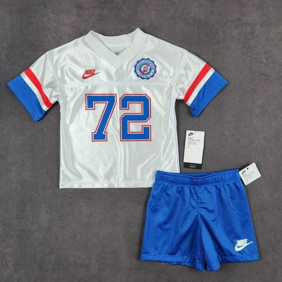 Nike 2-Piece Football Jersey Shorts Set Boys Size 4 Game Royal White‎ Red NEW