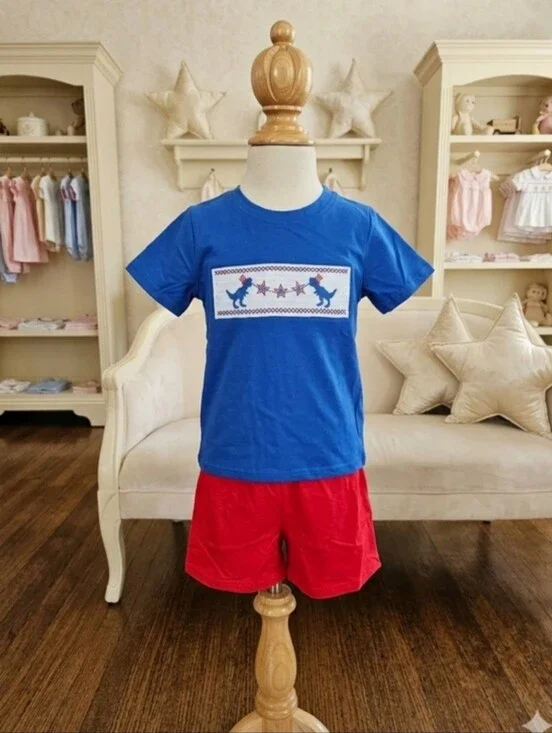 NWT Rylee Faith Designs Patriotic Dino Outfit 🇺🇸