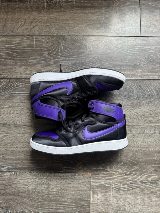 Jordan Black and Purple High-Top Sneakers