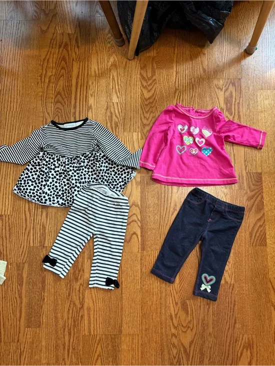 3-6 month baby girl matching outfits y2k long sleeve long pants matching set