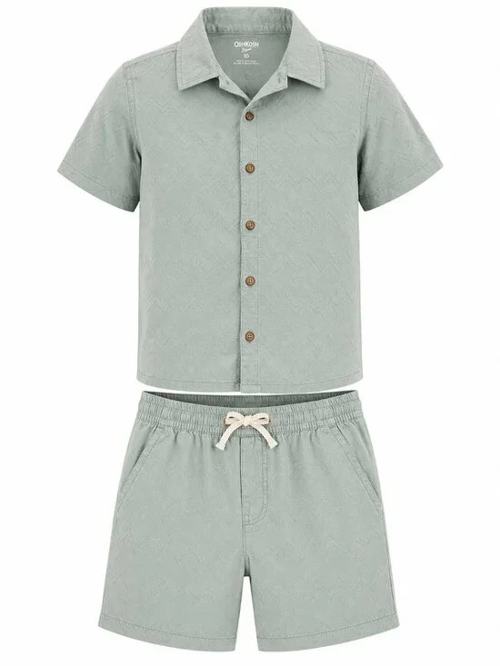 OshKosh Boys 2 Piece Set Size 10 Green Shirt Shorts