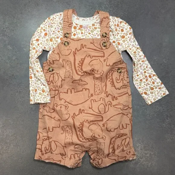 Just One You by Carter’s 18M Animal Print Shortall Outfit Floral Bodysuit Set
