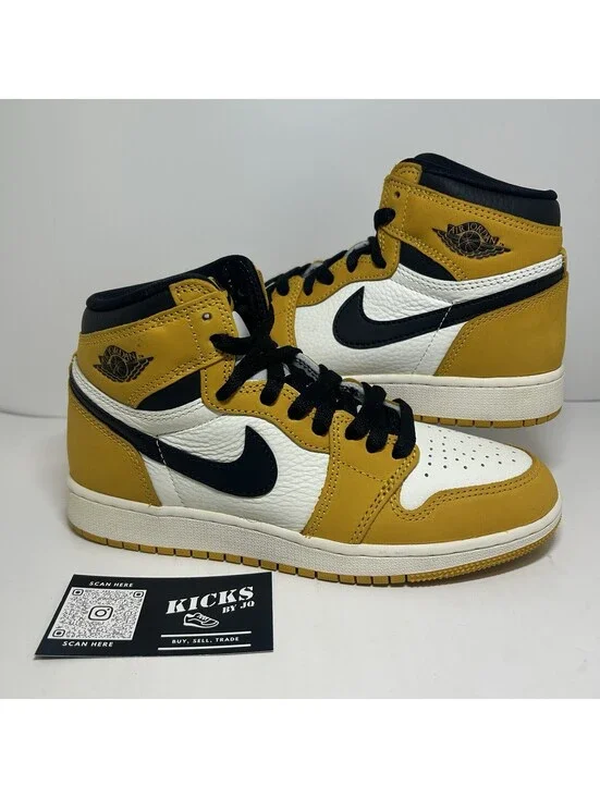 Air Jordan 1 Retro High OG Yellow Ochre GS - Size 4.5Y OG ALL - (FD1437-701)