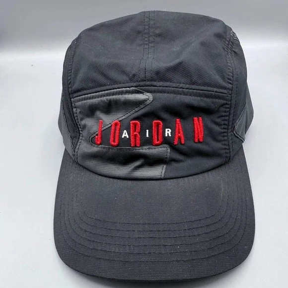 Air Jordan 5‎ Panel Hat Men Black Embroidered Jumpman Strap Back Cap