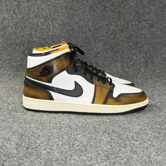 Jordan 1 Mid SE Shoes Men's 11 Orange Wear Away Athletic Retro Sneakers