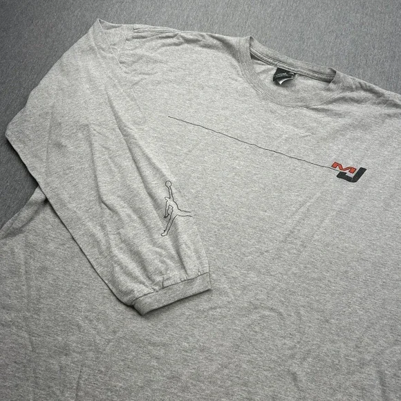 Michael Jordan MJ Air Jordan Jumpman Long Sleeve Shirt Mens XL Gray USA