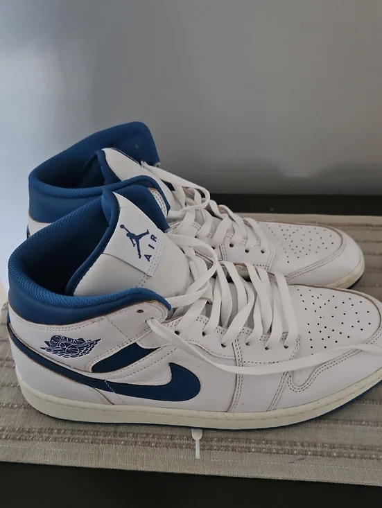 Jordan Men’s Mid-Top Sneakers - White & Blue