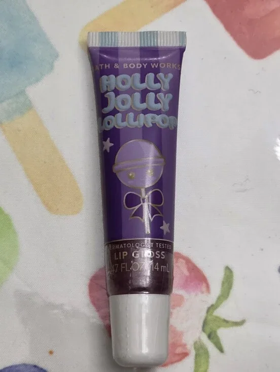 Bath & Body Works Holly Jolly Lollipop Lip Gloss - Purple NEW Sealed RARE