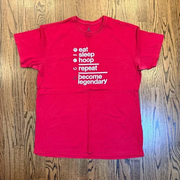 Jordan Eat Sleep Hoop Repeat Graphic T Basketball XL Red Nike March Madness‎