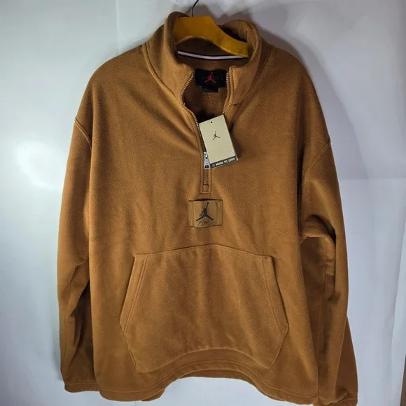 Jordan Essentials Flight Winterized Fleece Pullover Tan FD7863-281 Mens Large