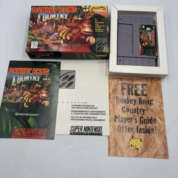 Donkey Kong Country Super Nintendo SNES 1994 Complete CIB Manual Inserts