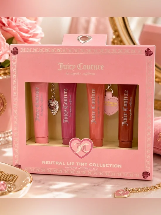 Juicy Couture Neutral Lip Tint Collection | 4-Piece Lip Tint Gift Set w/ Charms