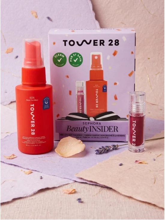 Tower 28 SOS Daily Rescue Facial Spray & ShineOn Lip Jelly Pistachio Gift Set