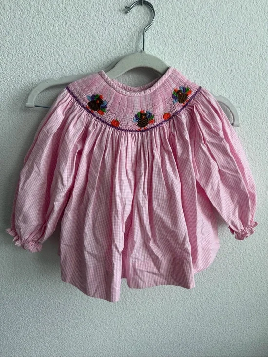 Cecil & Lou Thanksgiving Turkey Smocked Set size 3T Fall Gingham