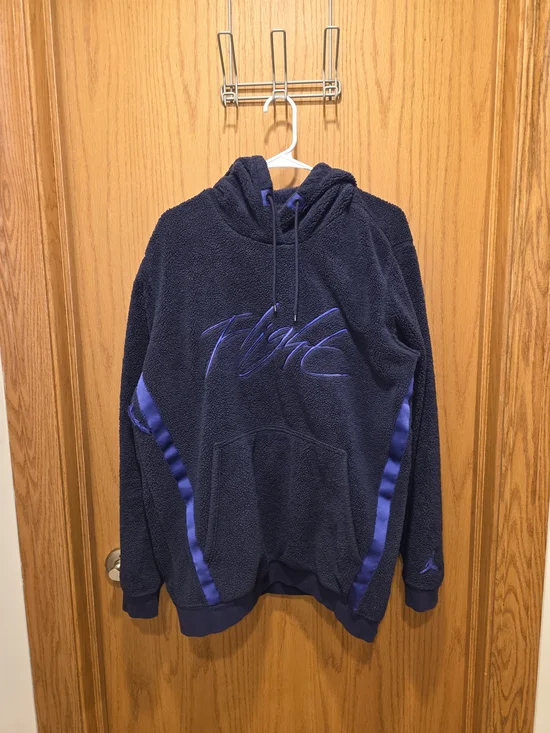 Vintage Jordan Men's Navy 'Flight' Sherpa Hoodie