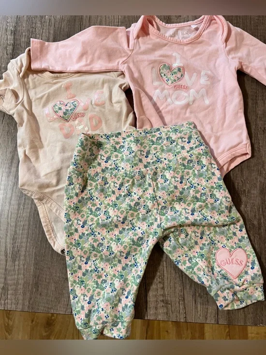 Guess Girls Pink Floral 3-Piece Pajama Set