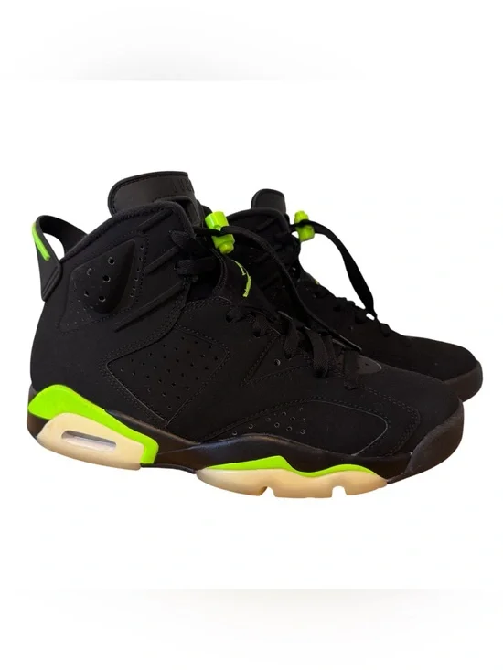 Mens Air Jordan Retro 6 Black Electric Green High-Top Athletic Sneakers Size 8