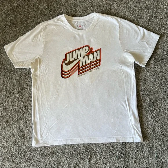 Air‎ jordan shirt mens large white red jump man nike logo swoosh streetwear