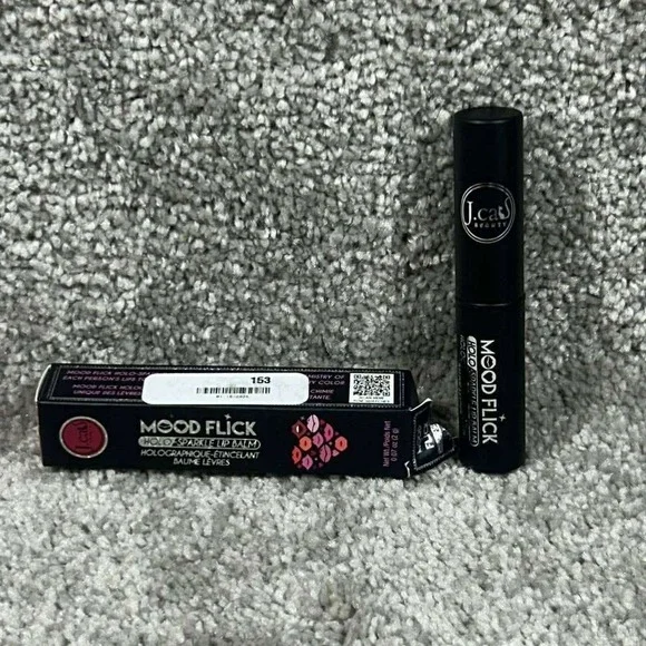 J.Cat Beauty Mood Flick Lip Balm Wishy Washy Holo‎ Sparkle Pink 0.07oz
