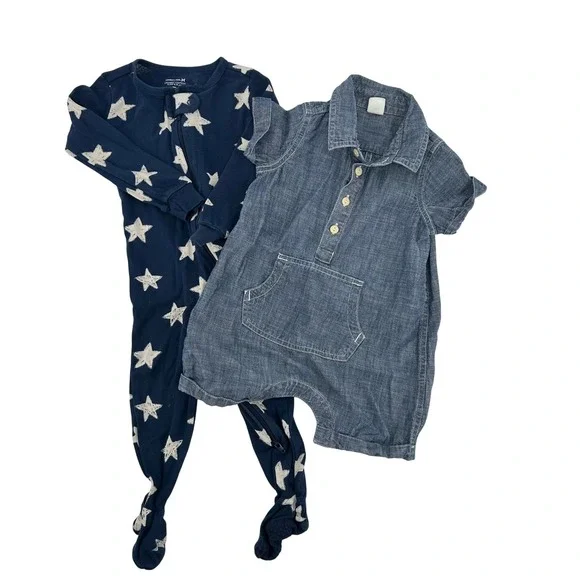 Baby Boys 12-18 Months GAP Denim Romper & Member's Mark Star Sleep Play