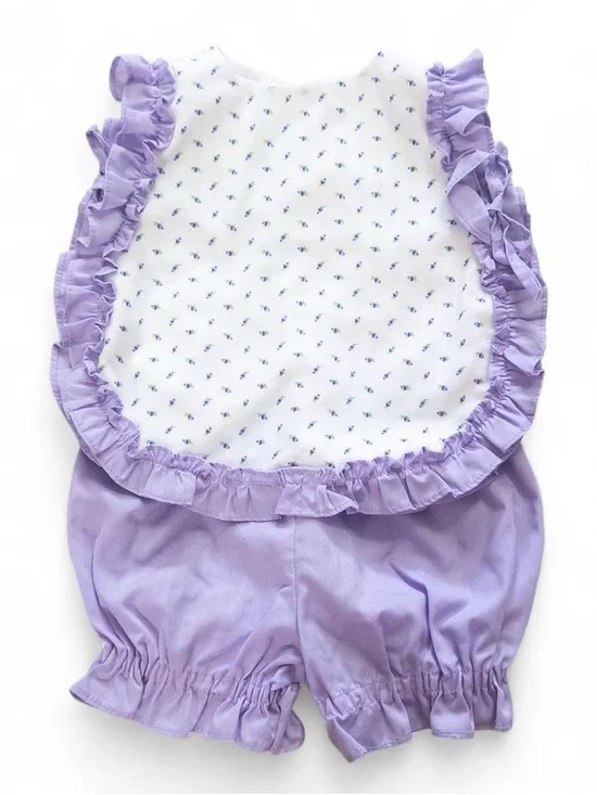 Handmade Purple & White Floral Baby Outfit Set Bloomers 6–12M? Vintage Style