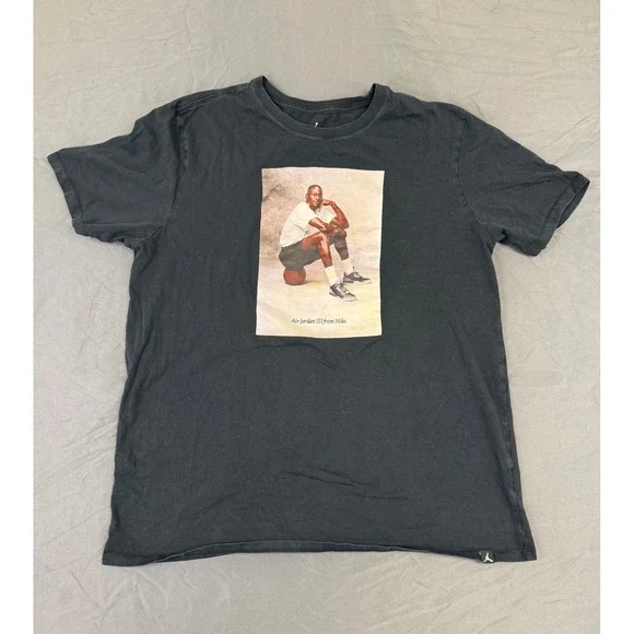 Jordan Mens XL Black Air Jordan III Michael Jordan Photo Graphic T-Shirt AJ3‎