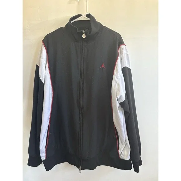 Vintage Y2K 2XL Jordan 2 Way Full Zip Track Jacket Black White Red Piping. Mint.