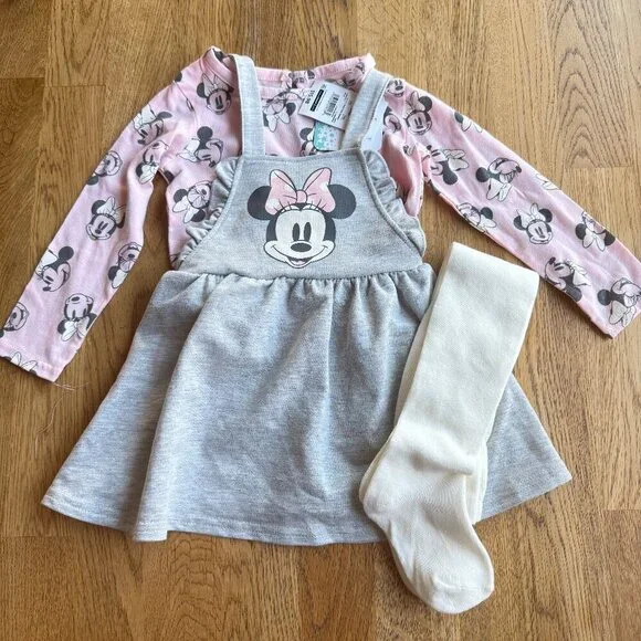 Disney Baby Minnie Mouse Outfit Gray Pink Size 24 Months NWT